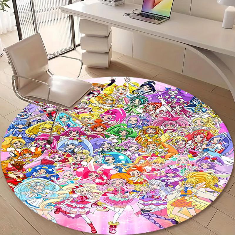 1pc Pretty Cure1 Design Printed Area Round Carpet for Bedroom Living Room Home Decor Rugs Mat Non Slip Mat Rug for Bedside