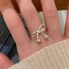 PANJBJ   CopperBowknot Ring for Women Love Heart Minimalism Sweet Romantic Adjustable Jewelry Gift Dropshipping