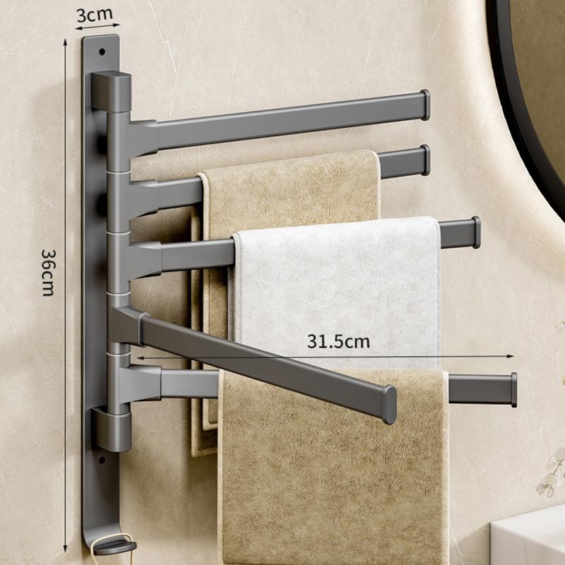 180° Rotatable Towel Holder Space Aluminum Shower Room Towel Hanger Multifunctional Storage Organizer For Bathroom Accessories