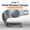 Bezdrátová nabíječka 4 v 1 s kovovým pouzdrem pro iPhone 15 14 13 12, magnetická rychlonabíjecí stanice, stojan a dok pro Apple Airpods Watch
