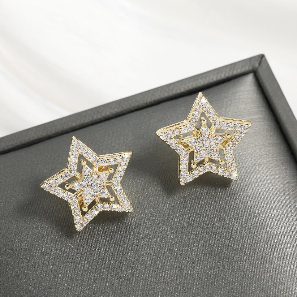 ZAKOL Exquisite Fashion Five-pointed Star Micro-set Zircon Stud Earrings For Women Geometric Daily Simple Jewelry Accessories