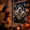 Zerbrochenes Glas Visuelle Effekte Halloween Fensteraufkleber, 3D Riss Gruselige Dekoration, Kürbis Geist Skelett Hexe Aufkleber Einbruch Aufkleber, Spiegels Illusion