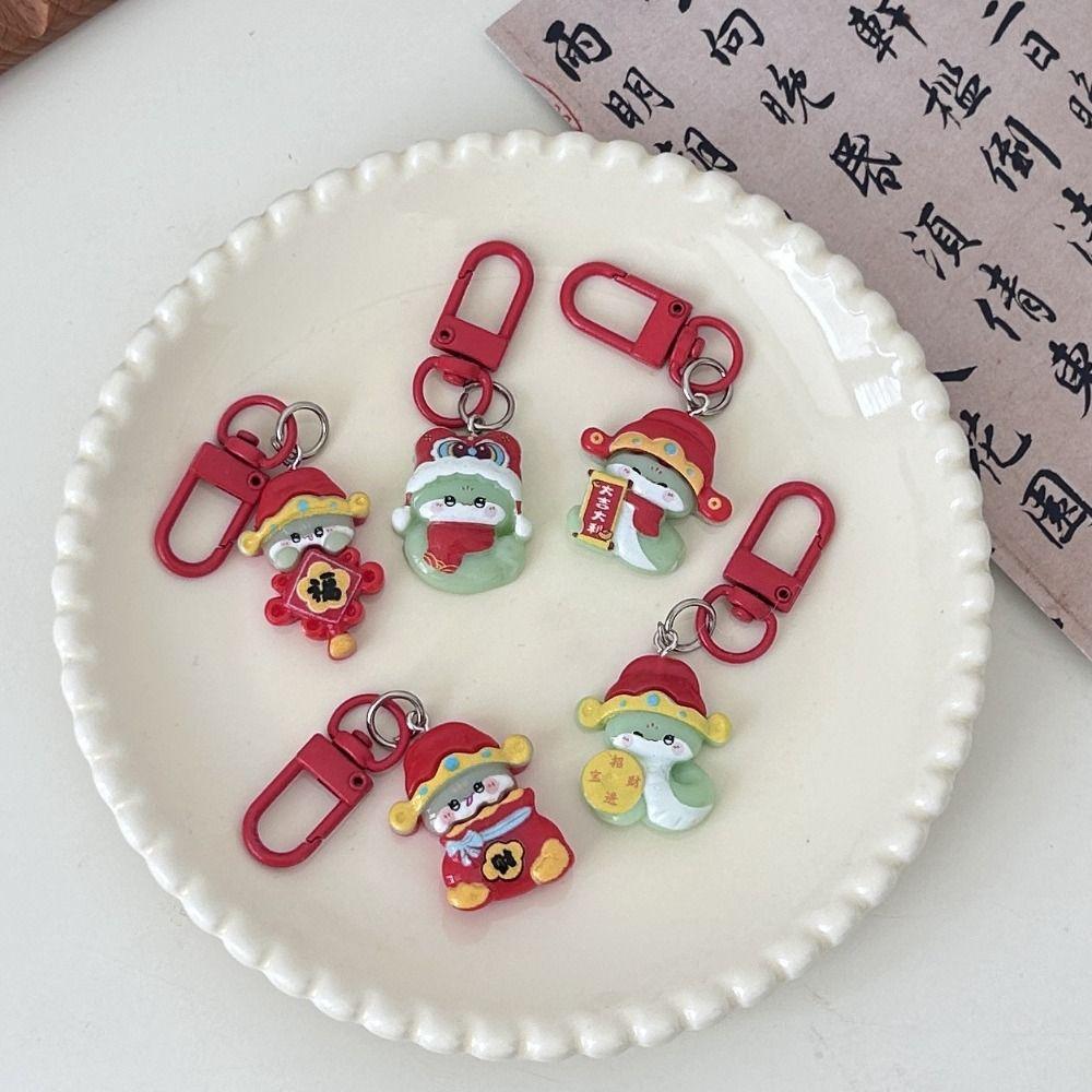 Lucky Snake Keychain God of Wealth Snake Key Ring Creative 2025 New Year Pendant  Ornament