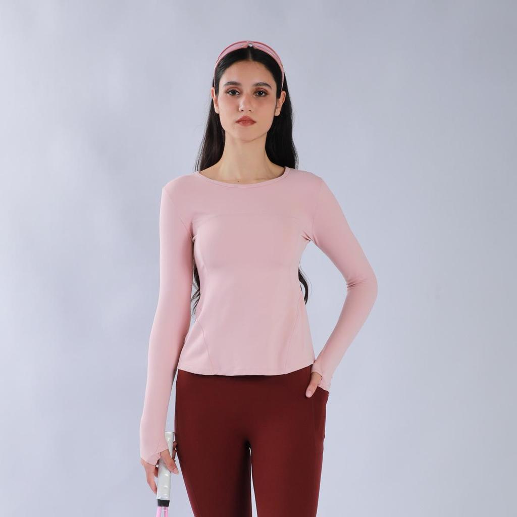 Women's Long Sleeve Yoga Top with Finger Loops - Back Slit Running & Fitness Apparel