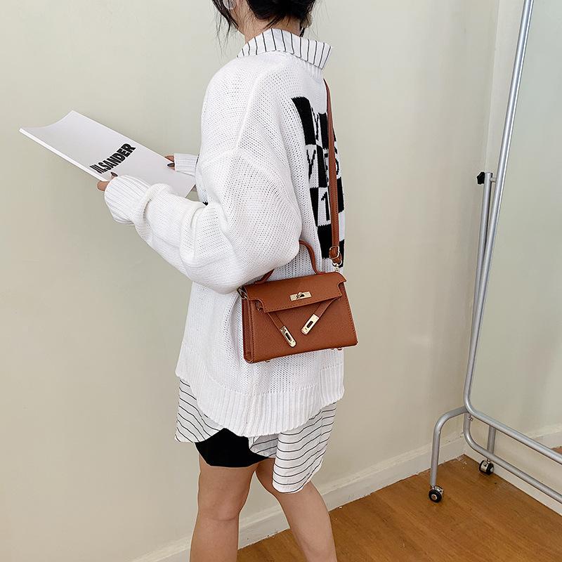 Minimalistische Faux-Leder-Schultertasche mit Schlossverschluss für Damen Trendige Crossbody-Tasche