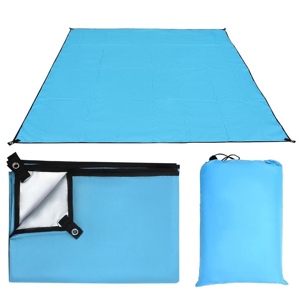 Tapis de camping multifonction en tissu Oxford imperméable: Plancher de tente d'extérieur, résistant à l'humidité, couverture de pique-nique, auvent recouvert d'argent.
