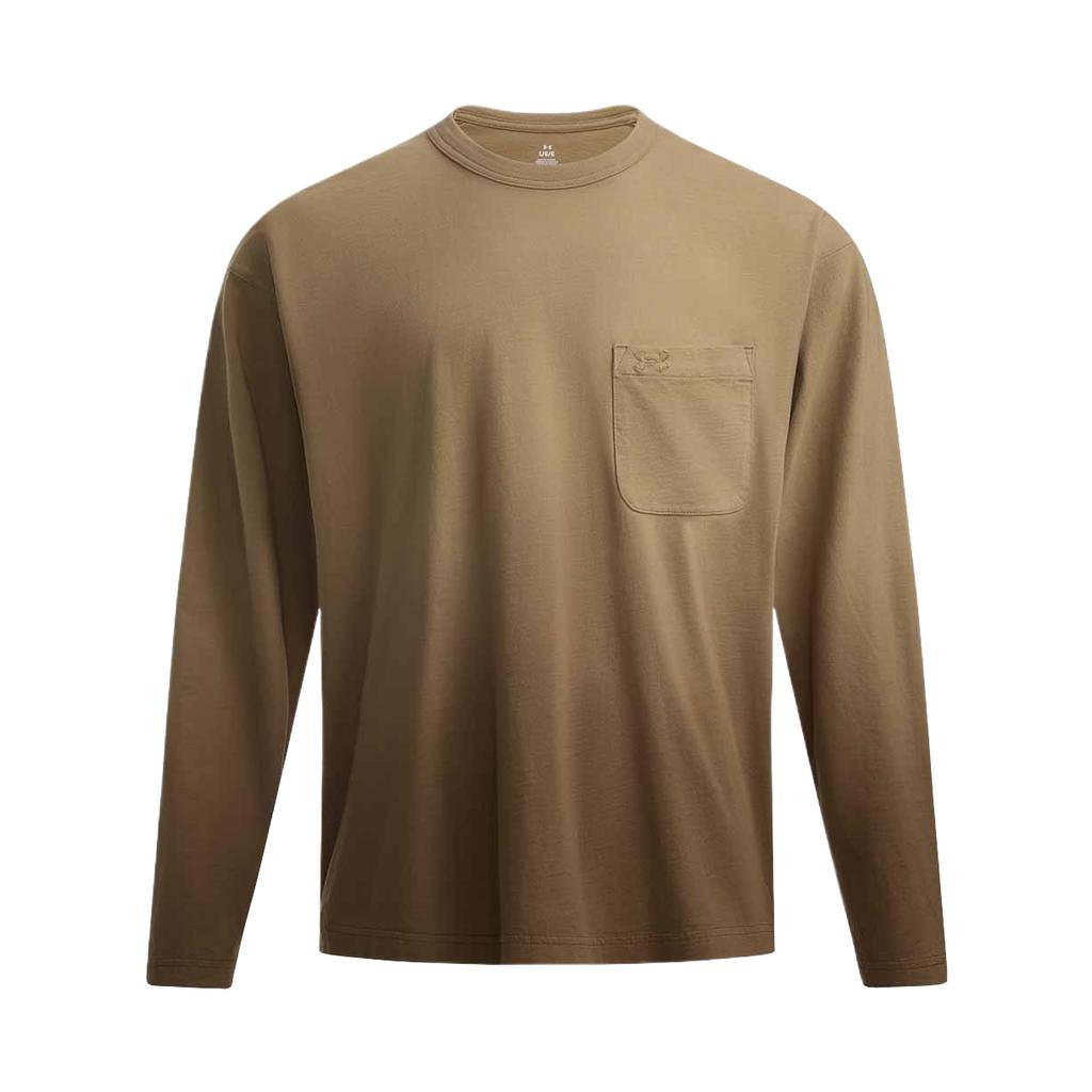 Under Armour Maglione Girocollo Lavorato a Maglia con Lavaggio Sfumato T-shirt a Manica Lunga Traspirante Uomo T-shirt Marrone Coyote 1389364-498