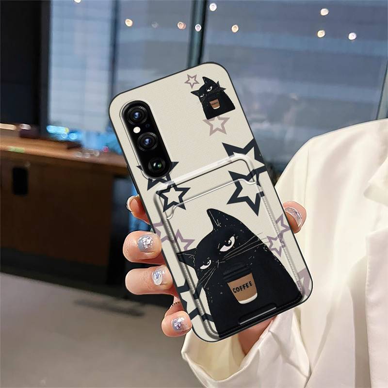 Card slot Shockproof Phone Case For Sony Xperia1 V 2023 Back Cover Card sleeve Fashion Design Soft case Dirt-resistant