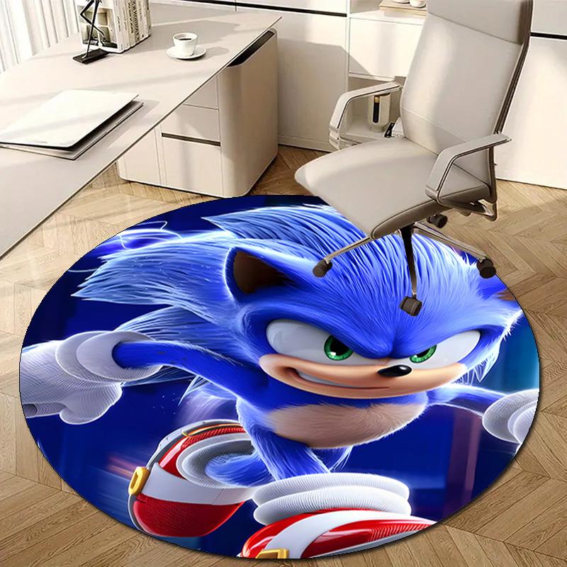 1pc Sonic1 Design Printed Area Round Carpet for Bedroom Living Room Home Decor Rugs Mat Non Slip Mat Rug for Bedside