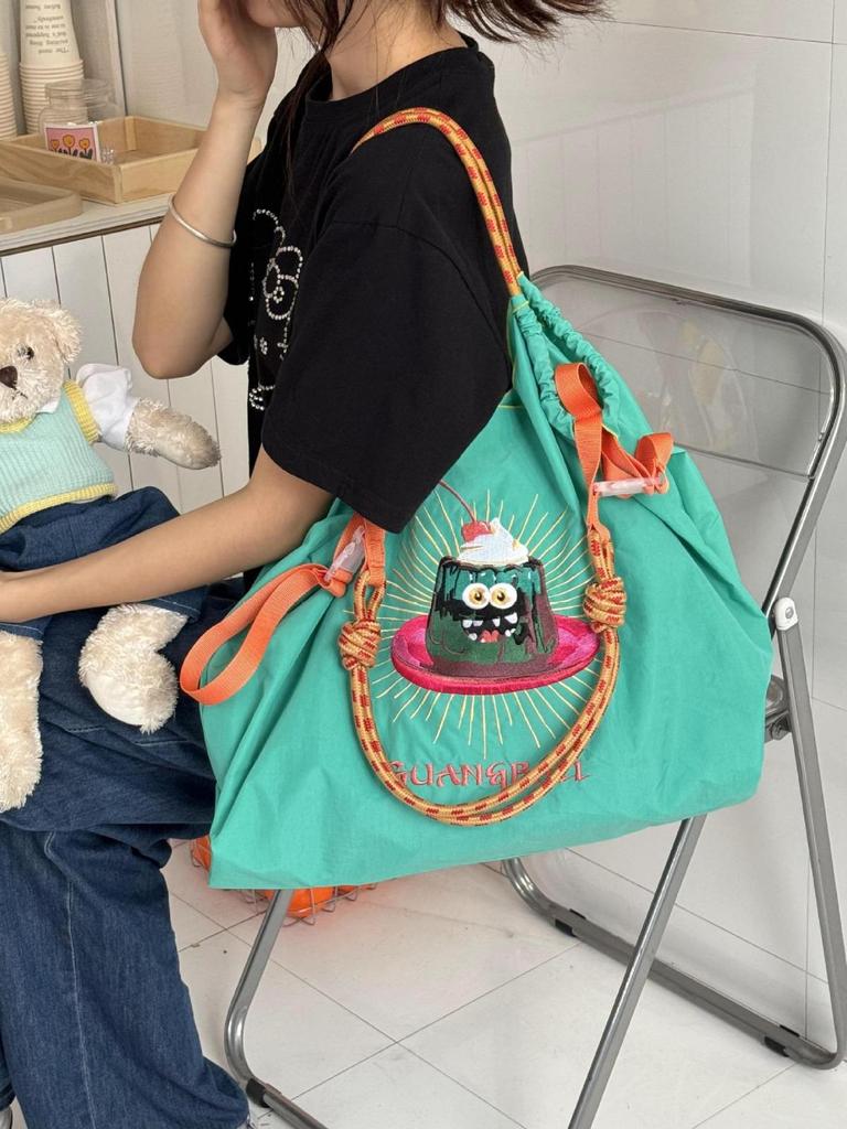 Eco-Friendly Women's Nylon Tote Bag with Japanese Jelly Embroidery