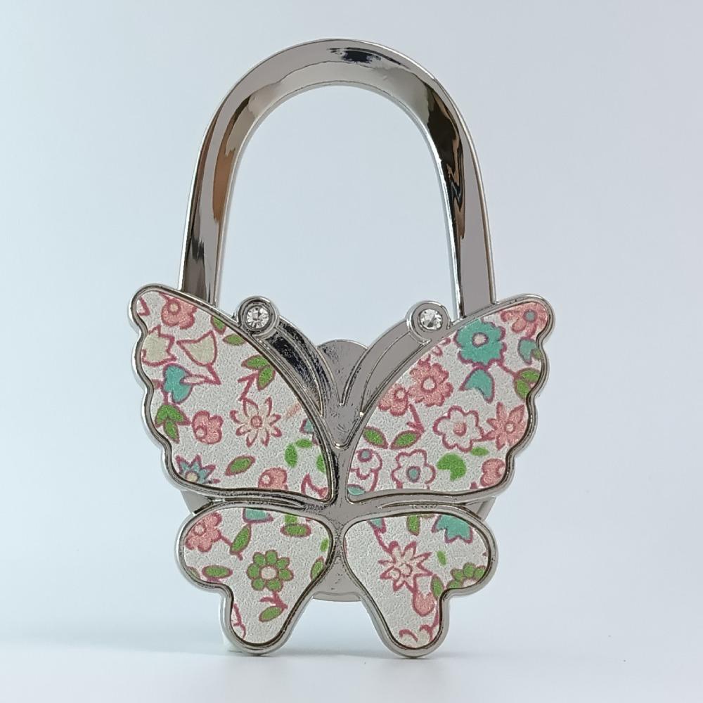Durable Foldable Butterfly Handbag Hook Portable Creative Purse Holder Chrysanthemum Flowers Purse Hanger for Table