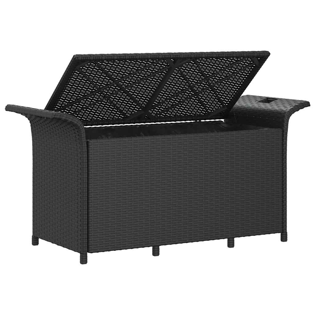 Vidaxl Ławka Ogrodowa Z Poduszką, Czarna, 116X46X57 Cm, Polirattan