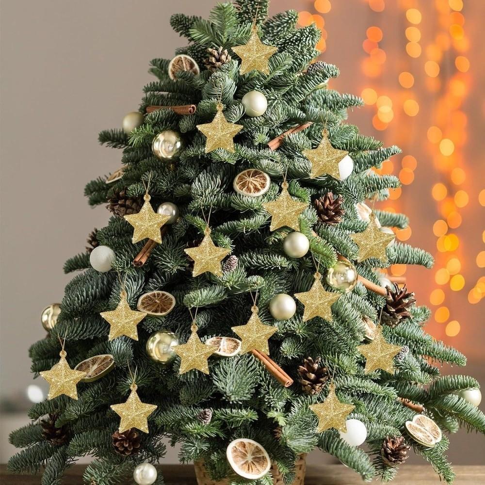 6Pcs DIY Star Ornaments Mini Xmas Tree Decoration  Holiday Decorations