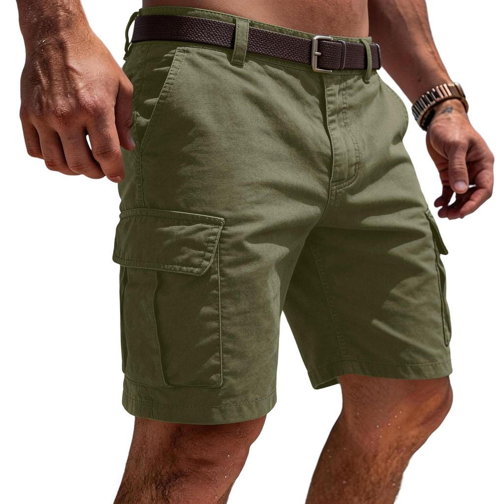Herr Cargo Shorts med Flera Fickor Avslappnad Passform Bomull Casual Shorts för Utomhusarbete Vandring Resor Vardagsbruk