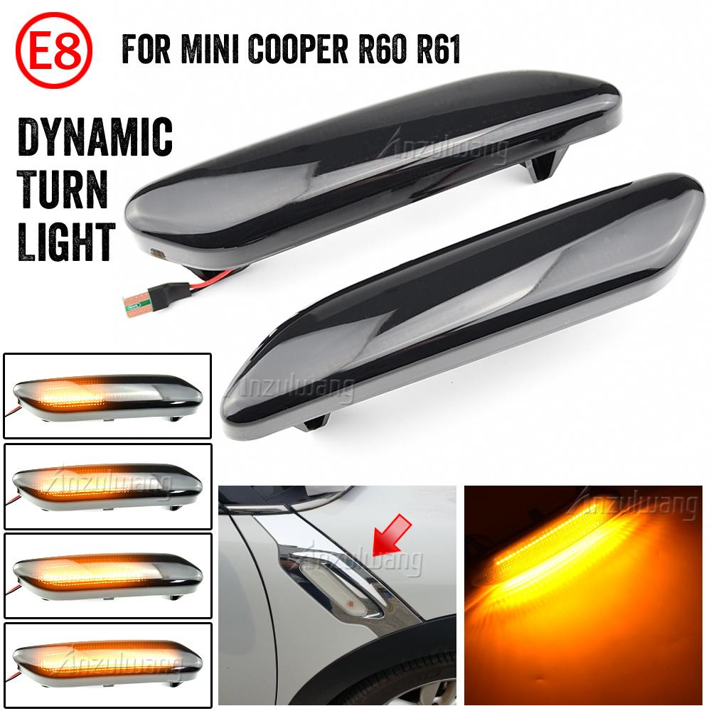 LED Dynamic Turn Signal Light For Mini Cooper R60 Countryman R61 Paceman Side Marker Flashing Indicator Flowing Water Blinker