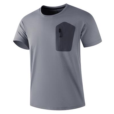 Summer Lightweight Quick Drying Elastic Top Men's Outdoor Breathable Sports Round Neck Short Sleeved Men's Summer Casual Short Sleeved T-shirt