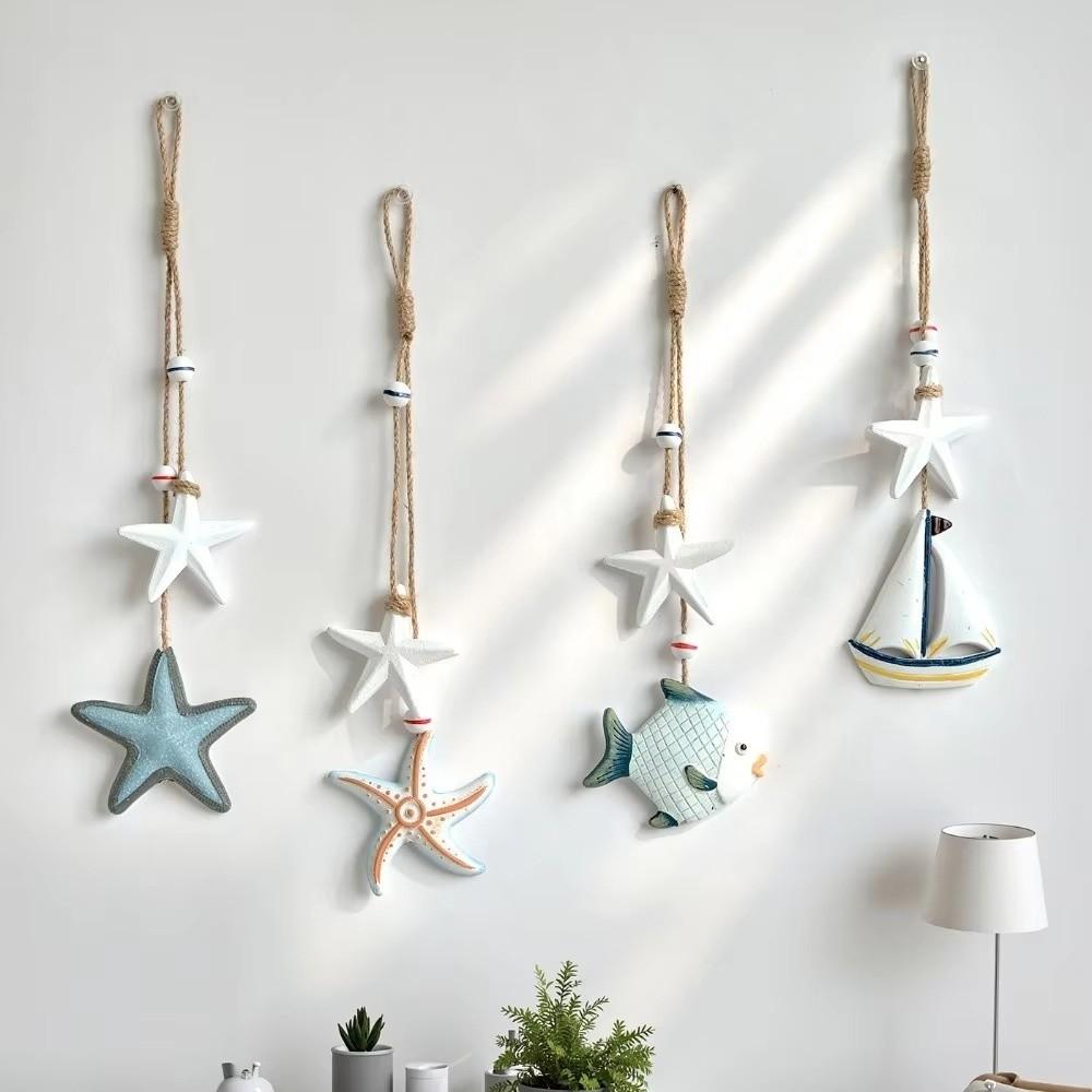 Wooden Material Ocean Animal Pendant Jute Rope Wall Pendant Decoration Home Decoration