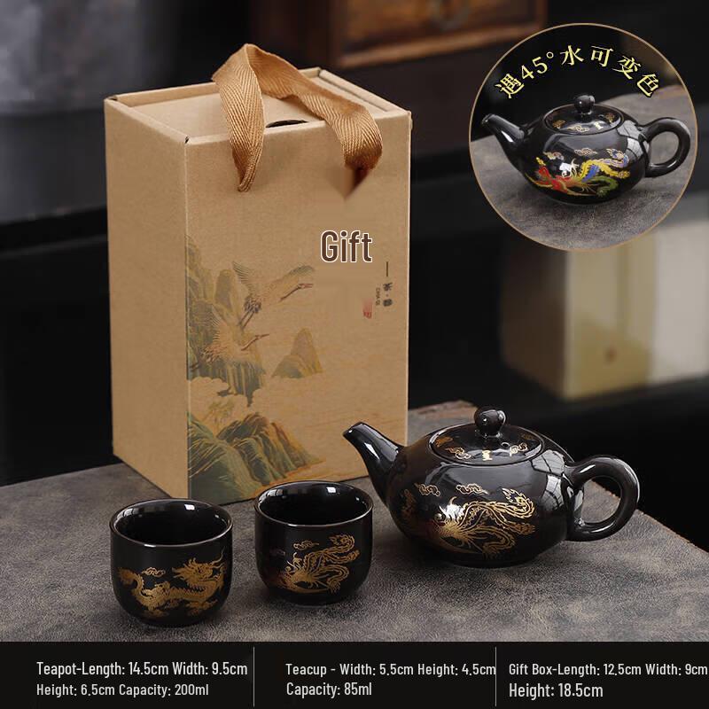 Color-Changing Dragon & Phoenix Ceramic Tea Set