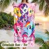My Little Pony Beach Towel, Personalized Custom Text, Quick Dry Soft Large Towel For Swimming Pool Travel