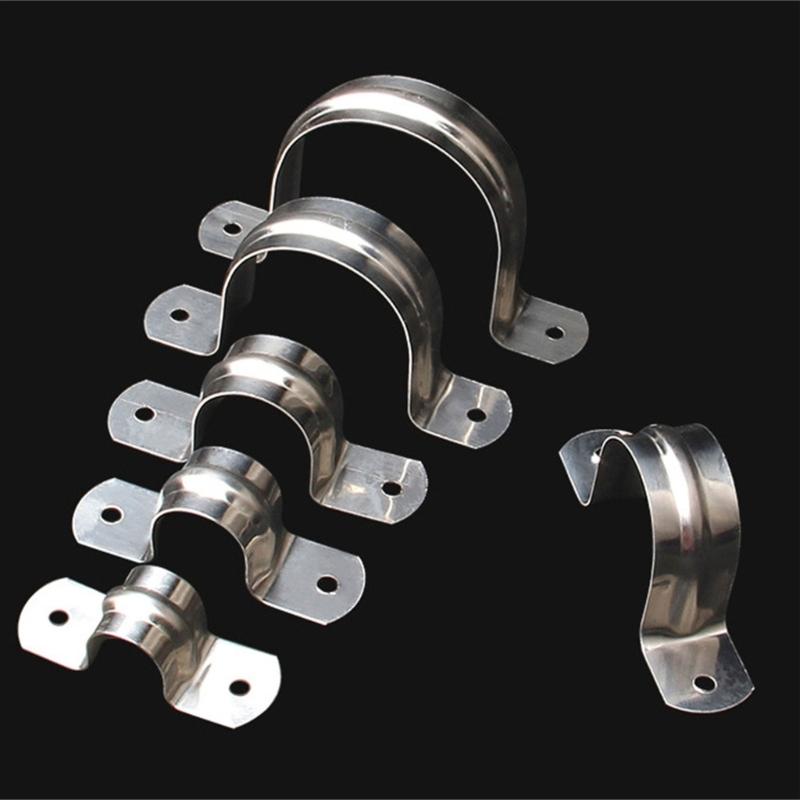 100/50 st Rörbygelklämma Rostfritt stål 2 hål Styv rörbygel Fäste Rörklämma Kraftig Kanalisationsklämmor