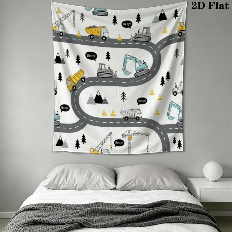 Cute Vehicle Wall Tapestry Aesthetic Wall Hanging Printed Fabric Blanket Decorative Tapestries for Bedroom Living Room Home Decor