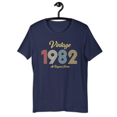 Vintage 1982 Unisex T-Shirt, 40th Birthday Party Pluse Size Tee Tops Clothing