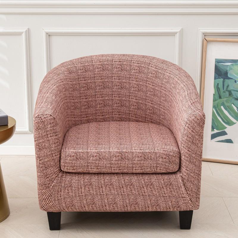 Club Chair Slipcover 2 Piece Stretch Printed Round Barrel Chair Covers Removable Tub Chair Slipcover With Elastic Bottom