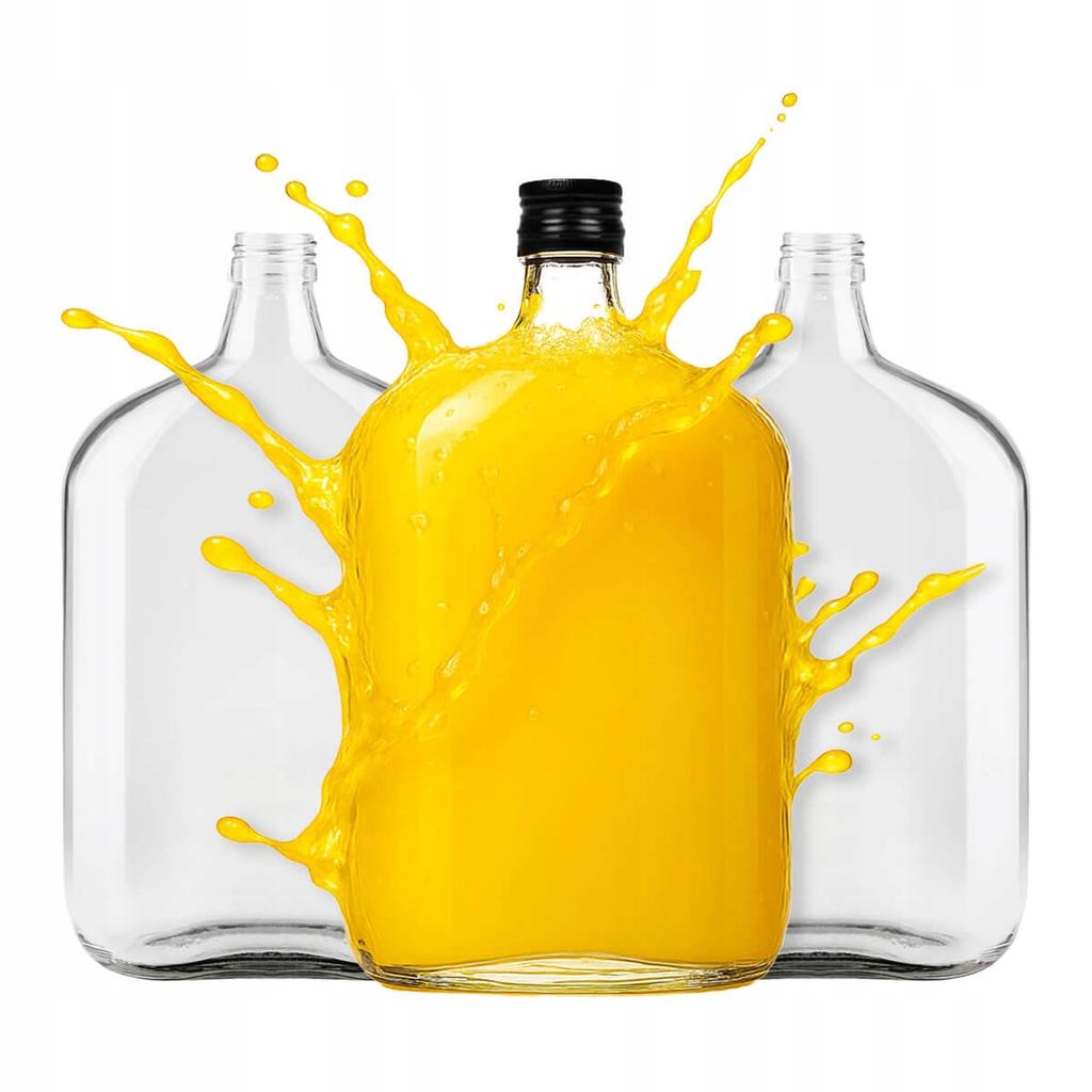 5X Butelka Szklana Bunia 1L Płaska Piersiówka Na Ślub Wódkę Bimber Alkohol