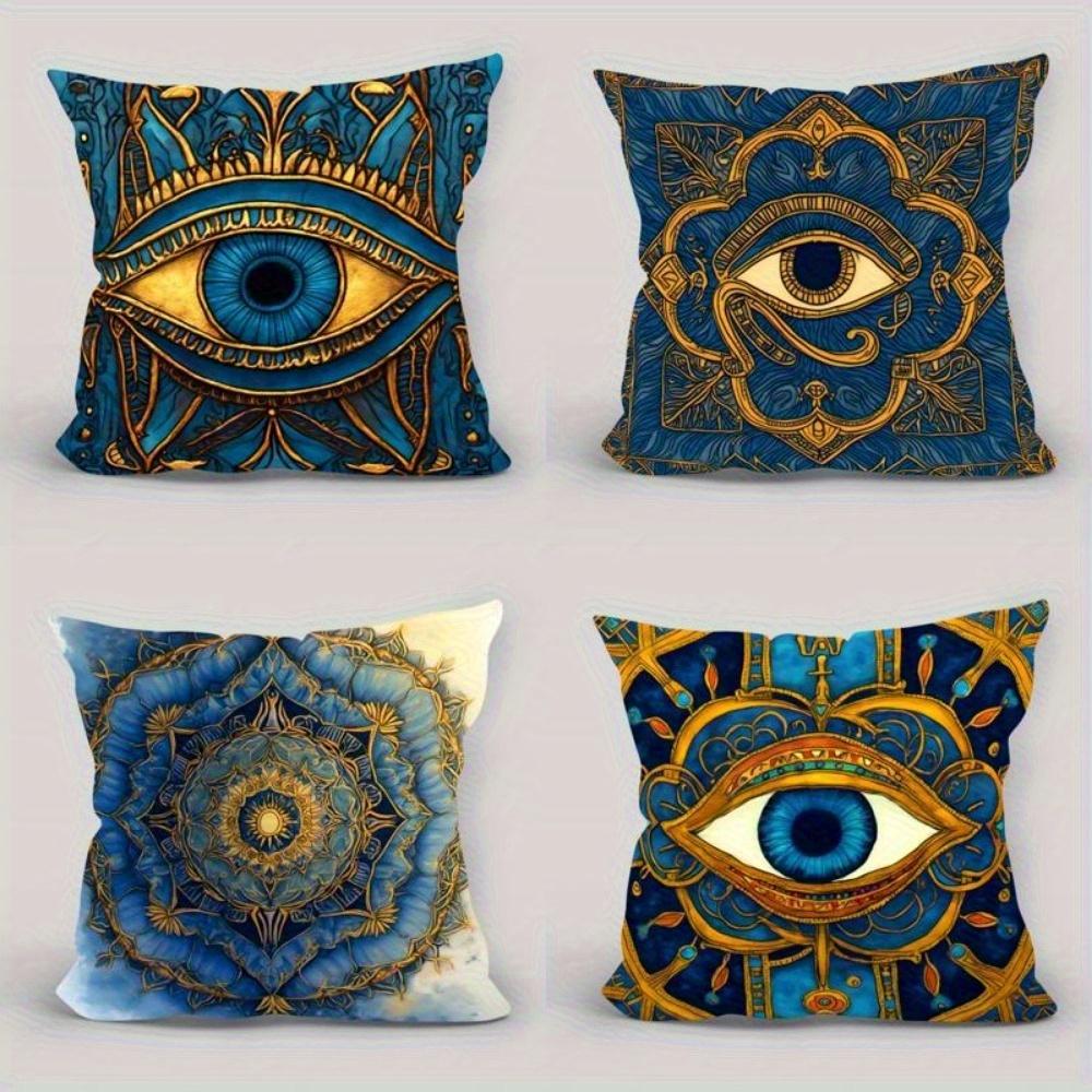 Eye of the God Pattern Digital Printing Pillow Cover Short Plush Suitable Living Rooms Bedrooms Sofas Throw Cushion Cover 4pcs