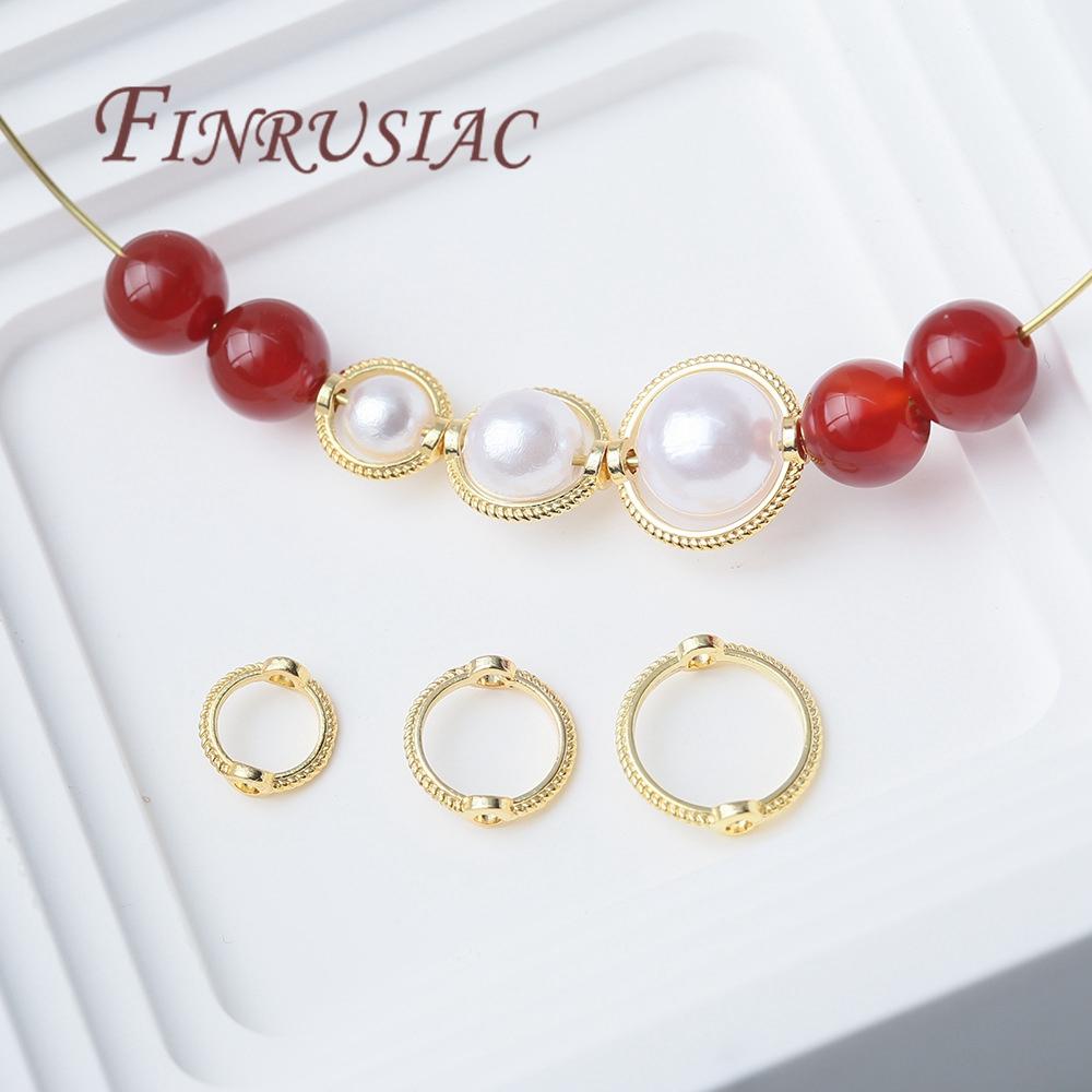 Silver Plated Beads Circle Frame 8mm 10mm 12mm 14K Gold Plated Brass Connect Beads Frame Ring,DIY Bracelet Making Supplies