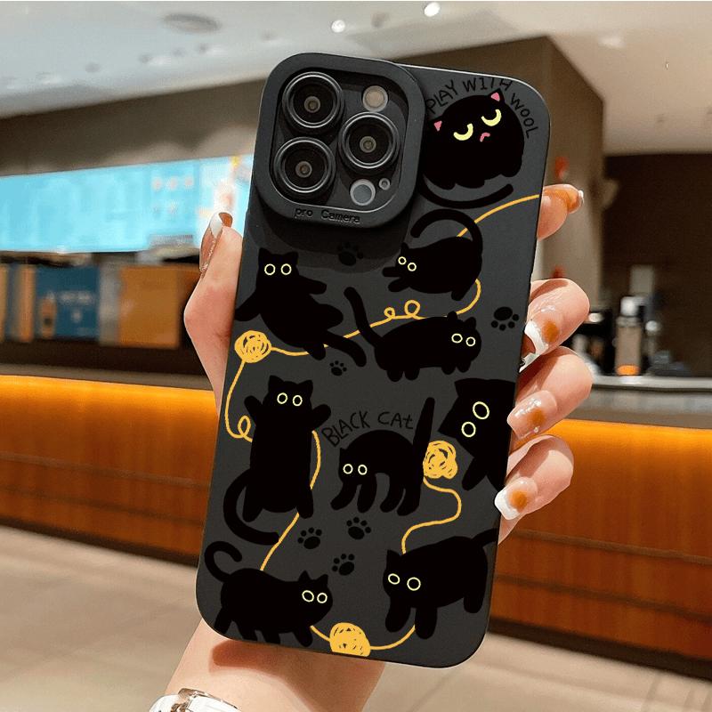 Stylish cat graphic phone case for iPhone 15 14 13 12 11 x XR Xs SE2 SE 8 7 plus pro Max mini silicone back cover