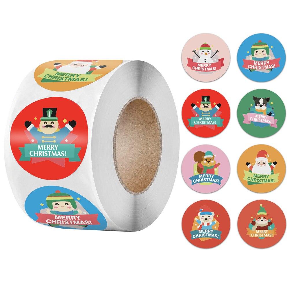 100-500 pezzi Cartoni animati Kraft Adesivo Buon Natale Adesivi Pacchetto Sigillo Etichette Regalo di Natale Decorazione Adesivo Capodanno arredamento