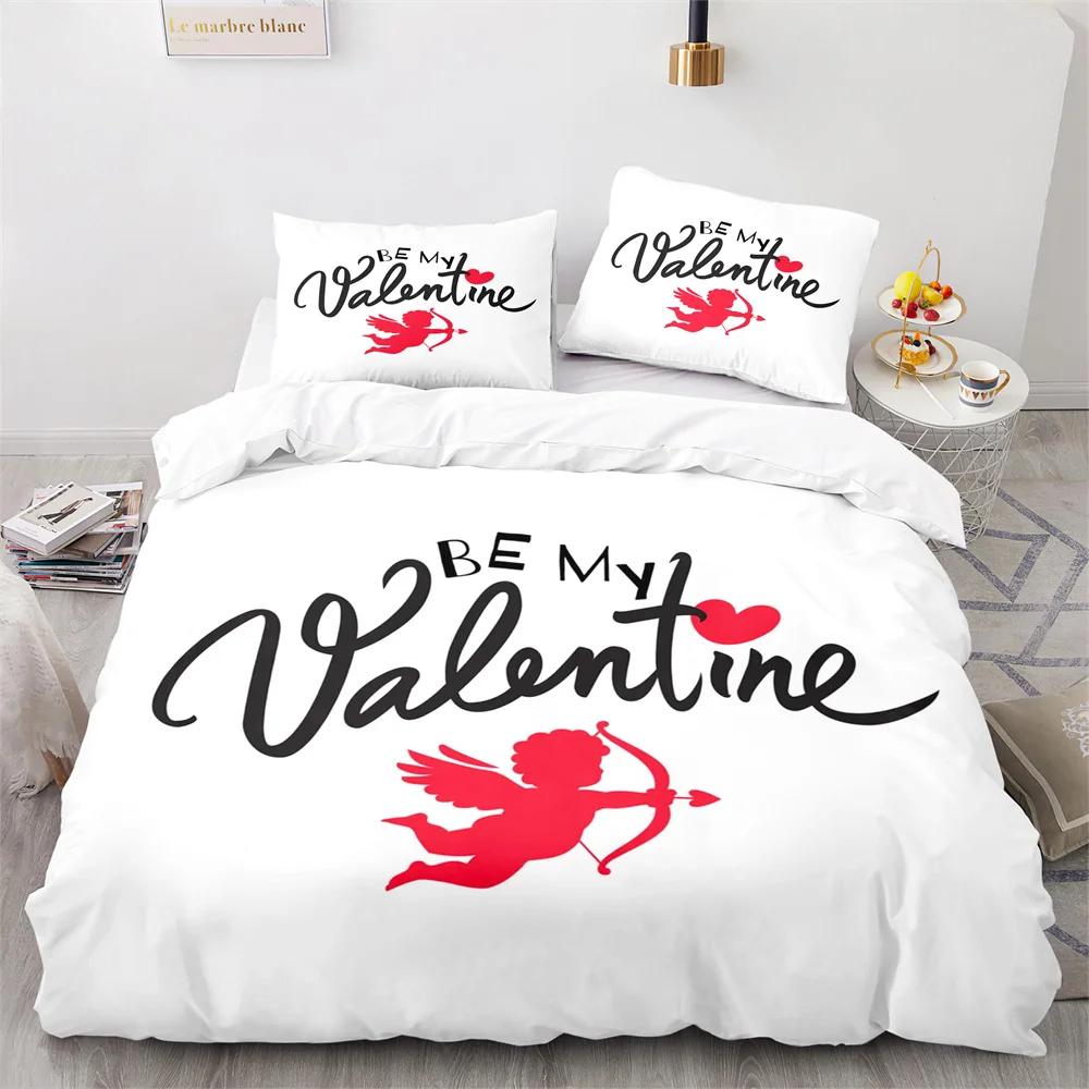 

Comforter Valentine S Day King Queen Angel Cupid Bedding Set For Teens Adults Romantic Couple 2/3 Pcs Polyester Comforter (quilt)-EU Single(135*200cm)3pcs
