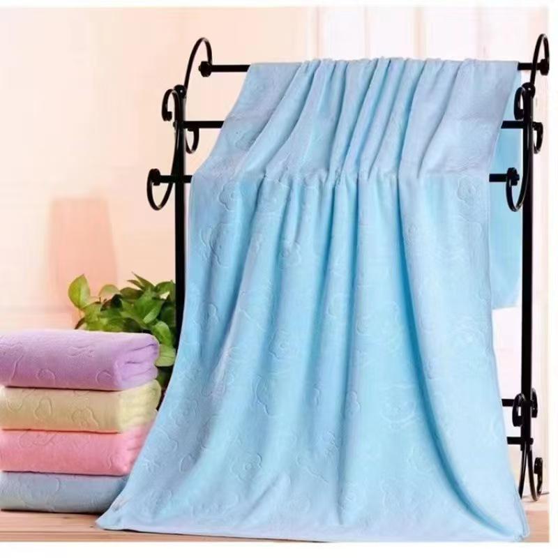Ultra-Fine Embossed Bear Bath Towel - Quick-Dry, Soft, Absorbent, Thick for Adults & Kids, Perfect for Home & Beach Use