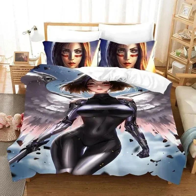 

2025 Luxury New 3D Print Movie ALITA Battle Angel Bedding Set Boys Girls Twin Queen Size Duvet Cover Pillowcase Bed Kids Adult 135x200cm