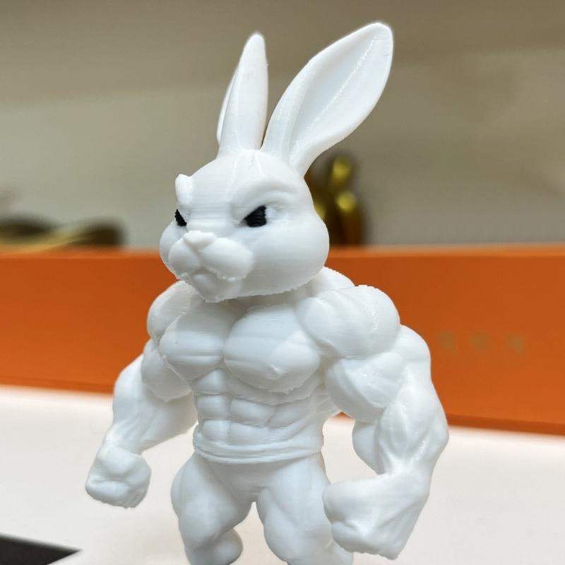 3D Printed Muscle Bunnies Figurine Muscular Rabbit Statue Animal Sculpture Decorative Ornament Collectibles Home Decors