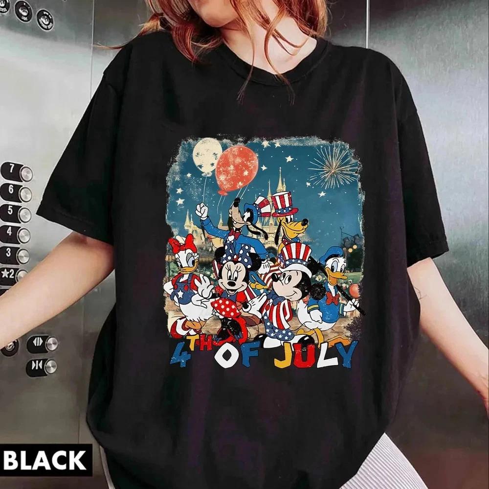 TShirt Black Mouse And Friends 4th Of July USA S