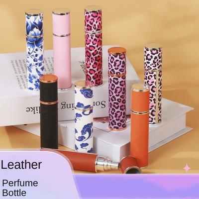 PU Leather Spray Rotating Bottle Refillable Empty Cosmetic Containers Mini Perfume Bottle  Travel