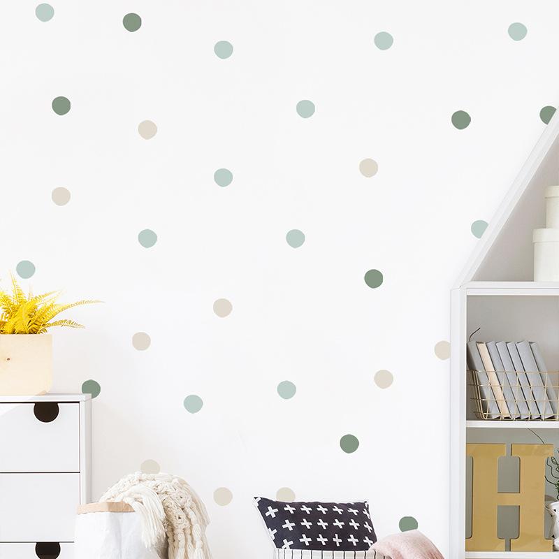 Morandi Color Dots Wall Sticker for Girls Room Entryway Background Removable Self-Adhesive Wall Decal