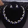 Juegos de Joyería de Novia de Cristal para Mujeres Lujosos Hojas Gargantilla Collar Pendientes Vestido de Boda Juegos de Collares de Novia Moda