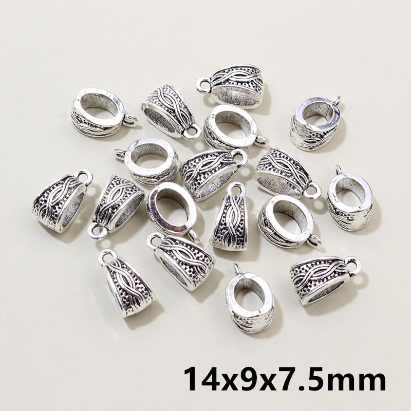 20pcs DIY Handmade Beads Tube Bails Pendants Jewelry Making DIY Necklace Antique Silver Color Bails Pendant Charm Connector