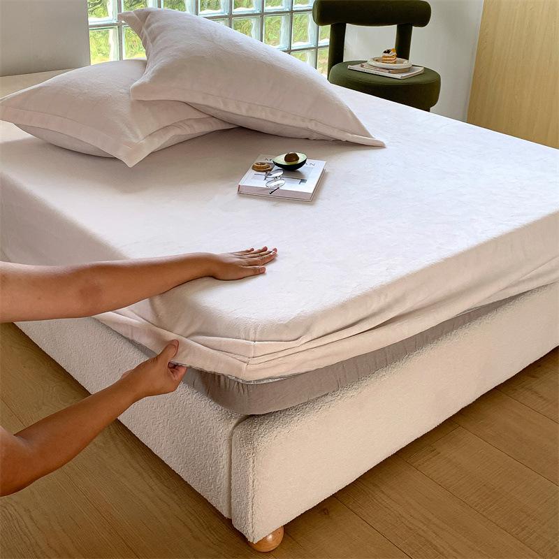 New A-class Milk Fleece Bed Sheet Thickened Warm Mink Fleece Mattress Cover Fully Wrapped