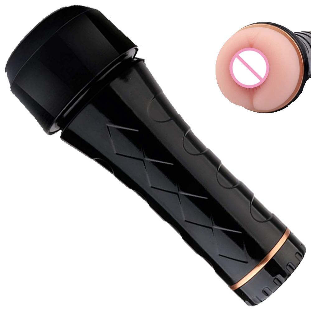 High Quality Flashlight Masturbator for Men-Anal Sex Toy with Vibrating Function TPE+ABS Material Black Color Gift Box Packaging