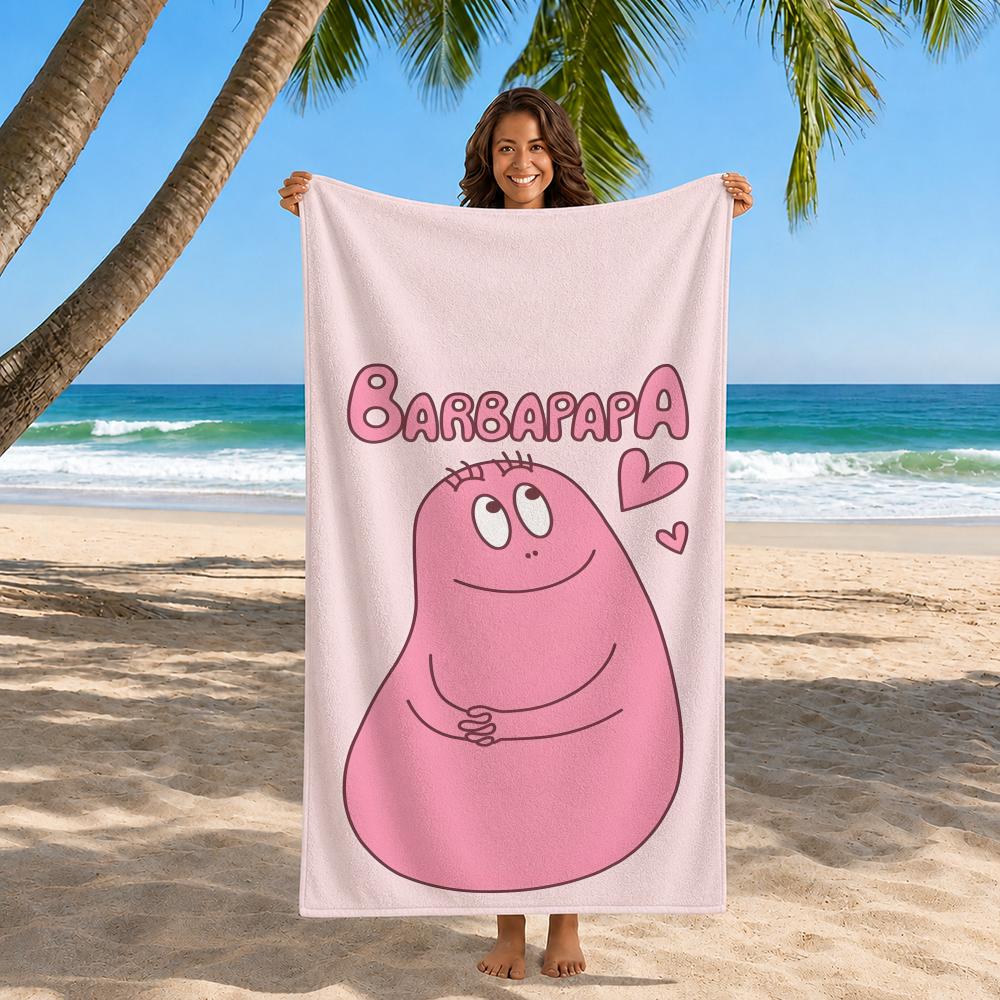 Cartoon Barbapapa Towel Beach Towel Quick Dry Sand Free Bath Towel for Summer Pool Travel Vacation