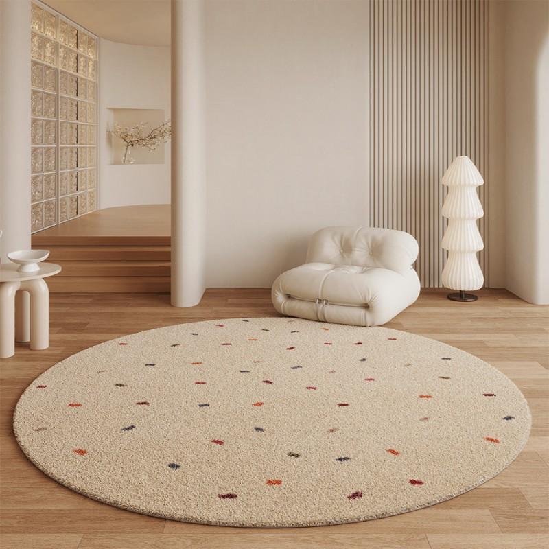 Vintage Luxury Round Rug Soft Faux Cashmere Non-Slip Machine Washable Carpet Elegant Look for Walk-in Wardrobe