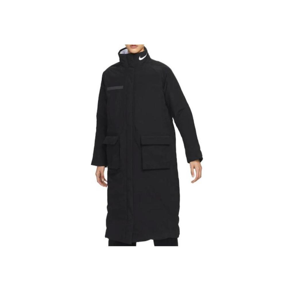 Nike Sportswear Therma-Fit Revival Solid Color Mid-Length Logo Print Zipper Warm Cotton Jacket Women Jacket Black DQ6859-010