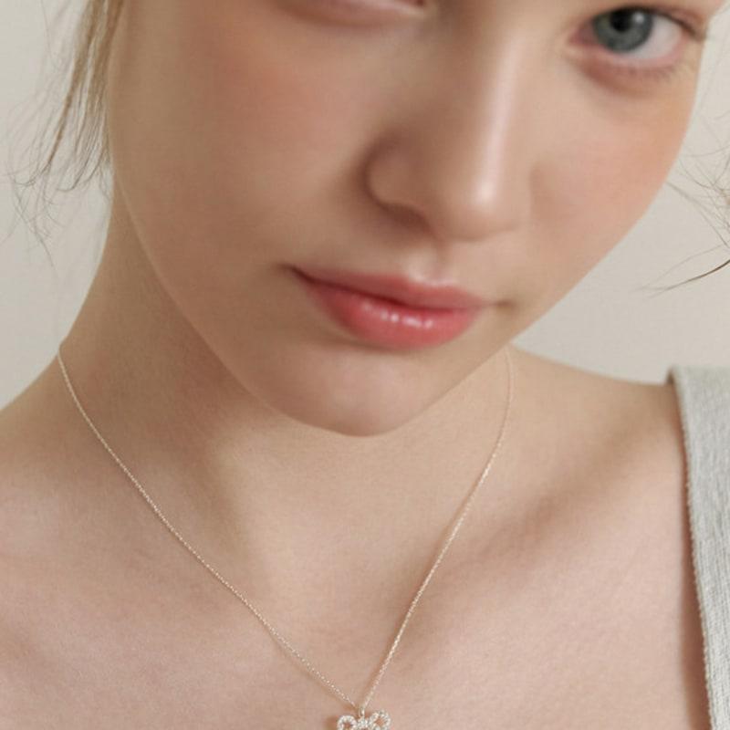 Tatiana (925 Silver) Cubic Ring Ribbon Necklace NZ2176