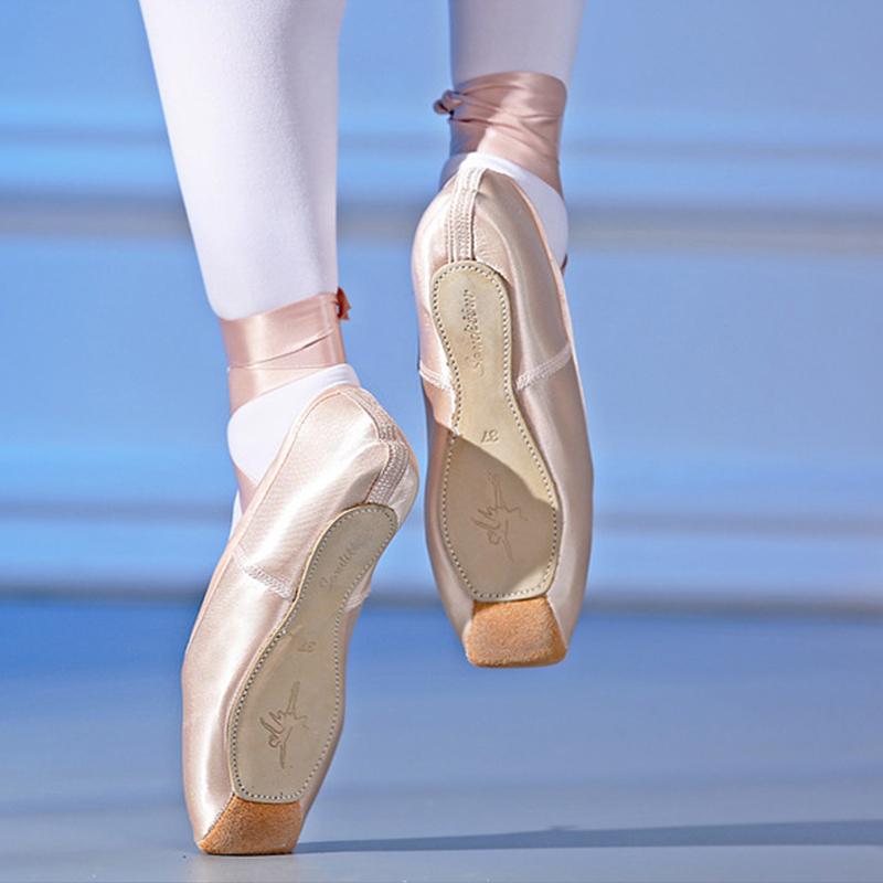 Girls Ballerina Ballet Pointe Shoes Pink Women Satin Ballet Shoes for Dancing