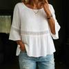 2026 Spring/Summer Fashion Women's Solid Color Round Neck Ruffle Sleeve Casual Top