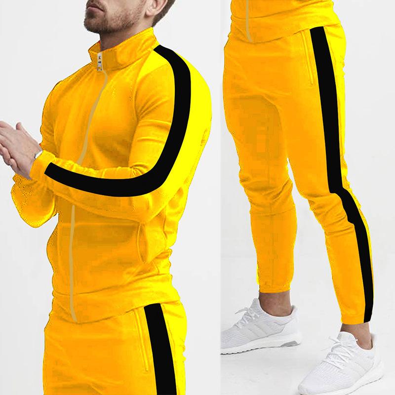 Autumn and Winter Casual Men's Sports Suit Color Matching Men's Clothing